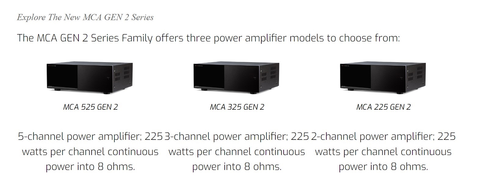 Anthem MCA 225 Gen 2 Stereo Power Amplifier Crafted In Canada