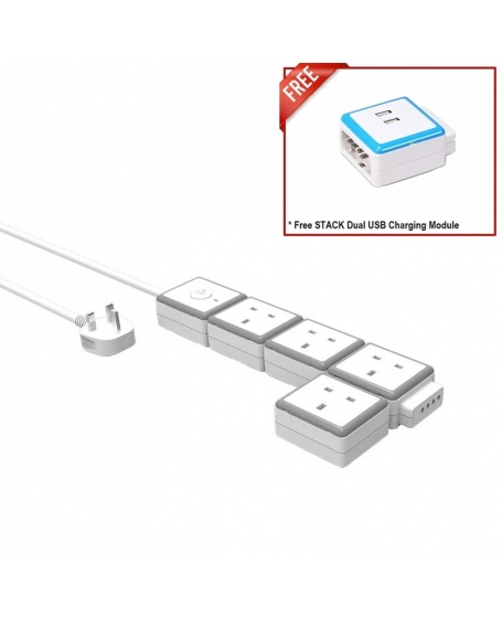 OneAdaptr STACK 4 Outlet Power Plug Socket Extension Modular Surge