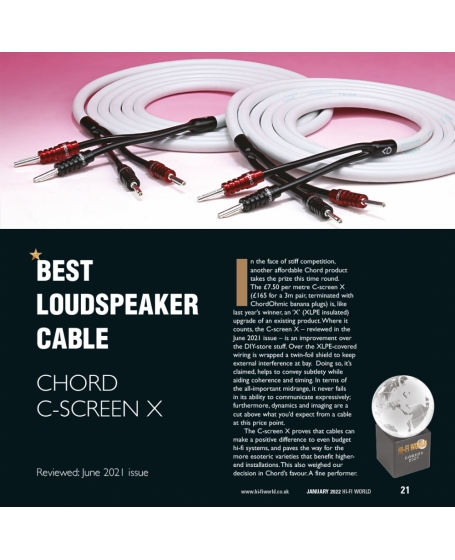 Chord C-ScreenX Speaker Cable 6M (3m x 2) With Ohmic Banana