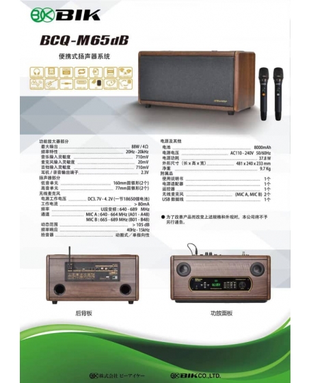 BIK BCQ-M65dB Portable Speaker System